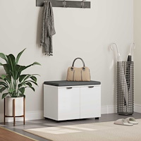 vidaXL Hallbänk med kudde med lagring med dörr Vit 60 x 38 x 46 cm