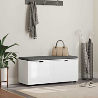 vidaXL Hallbänk med kudde med lagring med dörr Vit 100 x 38 x 46 cm