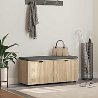 vidaXL Hallbänk med kudde med lagring Sonoma-ek 100 x 38 x 46 cm