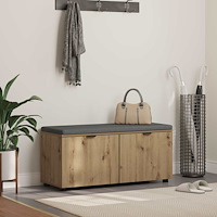 vidaXL Hallbänk med kudde med lagring Artisan Ek 100 x 38 x 46 cm