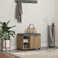 vidaXL Hallbänk med kudde Enfärgad Artisan Ek 60 x 38 x 46 cm