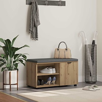 vidaXL Hallbänk med kudde Enfärgad Artisan Ek 80 x 38 x 46 cm