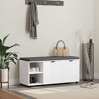 vidaXL Hallbänk med kudde Enfärgad Vit 100 x 38 x 46 cm