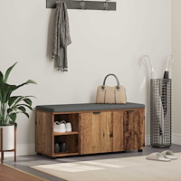 vidaXL Hallbänk med kudde Enfärgad Gammalt trä 100 x 38 x 46 cm