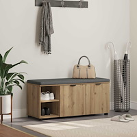 vidaXL Hallbänk med kudde Enfärgad Artisan Ek 100 x 38 x 46 cm