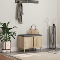 vidaXL Hallbänk med kudde med lagring Sonoma-ek 60 x 38 x 46 cm