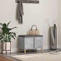 vidaXL Hallbänk med kudde med lagring Betonggrå 60 x 38 x 46 cm