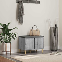 vidaXL Hallbänk med kudde med lagring Grå Sonoma 60 x 38 x 46 cm