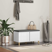 vidaXL Hallbänk med kudde med lagring med dörr Vit 60 x 38 x 46 cm