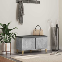 vidaXL Hallbänk med kudde med lagring Betonggrå 60 x 38 x 46 cm