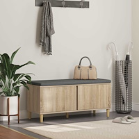 vidaXL Hallbänk med kudde med lagring Sonoma-ek 60 x 38 x 46 cm