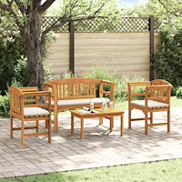 vidaXL Möbelset med kudde 4 pcs Naturfärg Massivt Akaciaträ