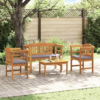 vidaXL Möbelset med kudde 4 pcs Naturfärg Massivt Akaciaträ