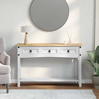 vidaXL Sidobord med låda Vit 114 x 34,5 x 73 cm Massiv furu