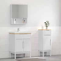 vidaXL Badrumsmöbelset med låda med hylla 2 pcs Vit Massiv furu