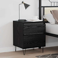 vidaXL Sängskåp med låda Svart Ek 40 x 35 x 50 cm Konstruerat trä