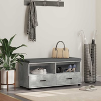 vidaXL Hallbänk Betonggrå 100 x 38 x 46 cm Spånskiva och klädfabric