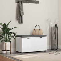 vidaXL Hallbänk med kudde med lagring med dörr Vit 80 x 46 x 46 cm