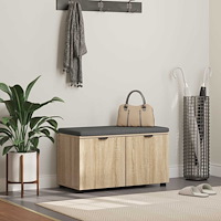 vidaXL Hallbänk med kudde med lagring Sonoma-ek 80 x 46 x 46 cm