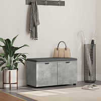 vidaXL Hallbänk med kudde med lagring Betonggrå 80 x 46 x 46 cm