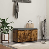 vidaXL Hallbänk med kudde med lagring med dörr Rökt ek 80 x 46 x 46 cm