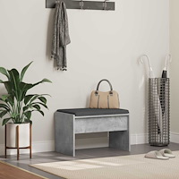 vidaXL Hallbänk med kudde Betonggrå 63 x 38 x 40 cm
