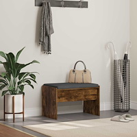 vidaXL Hallbänk med kudde Rökt ek 63 x 38 x 40 cm