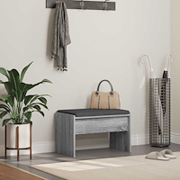 vidaXL Hallbänk med kudde Grå Sonoma 63 x 38 x 40 cm