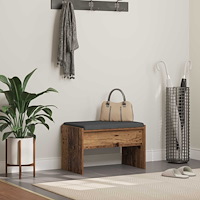 vidaXL Hallbänk med kudde Gammalt trä 63 x 38 x 40 cm