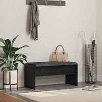 vidaXL Hallbänk med kudde Svart Ek 83 x 38 x 40 cm
