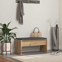 vidaXL Hallbänk med kudde Artisan Ek 83 x 38 x 40 cm