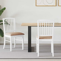 vidaXL Matstolar 2 pcs Vit 50 x 52,5 x 91 cm Massiv Gummiträ