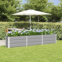 vidaXL Planteringskärl Ljusgrå 240 x 40 x 45 cm Stål