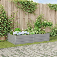 vidaXL Planteringskärl Ljusgrå 195 x 100 x 45 cm Galvaniserat Stål