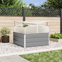 vidaXL Planteringskärl Ljusgrå 100 x 100 x 77 cm Galvaniserat Stål