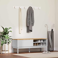vidaXL Hallbänk med låda med hylla Vit 115 x 40 x 45 cm Massiv furu