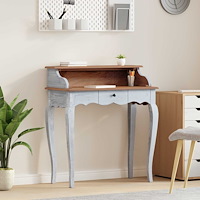 vidaXL Skrivbord med låda Vit 80 x 40 x 92 cm Massivt mahognyträ