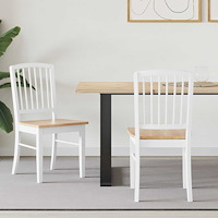 vidaXL Matstolar 2 pcs Vit 50 x 52,5 x 91 cm Massiv Gummiträ