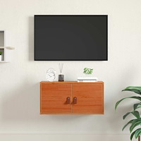 vidaXL Väggskåp med hylla med dörr Vaxbrun 60 x 30 x 30 cm Massiv furu