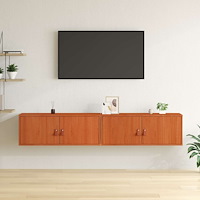 vidaXL Väggskåp med hylla 2 pcs Vaxbrun 80 x 30 x 30 cm Massiv furu