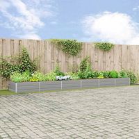 vidaXL Planteringskärl Ljusgrå 195 x 100 x 45 cm Galvaniserat Stål