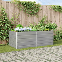 vidaXL Planteringskärl Ljusgrå 195 x 100 x 45 cm Galvaniserat Stål