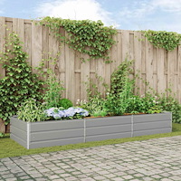 vidaXL Planteringskärl Ljusgrå 195 x 100 x 45 cm Galvaniserat Stål