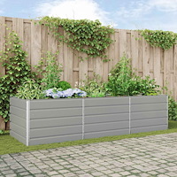 vidaXL Planteringskärl Ljusgrå 195 x 100 x 45 cm Galvaniserat Stål