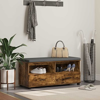 vidaXL Hallbänk Rökt ek 100 x 38 x 46 cm Spånskiva och klädfabric