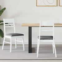 vidaXL Matstolar 2 pcs Vit 43 x 54 x 89 cm Massiv Gummiträ