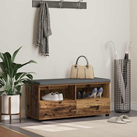 vidaXL Hallbänk Gammalt trä 100 x 38 x 46 cm Spånskiva och klädfabric