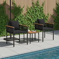 vidaXL Utemöbelset med kudde 3 pcs Svart PE Rattan