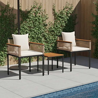 vidaXL Utemöbelset med kudde 3 pcs Beige och krämvit PE Rattan