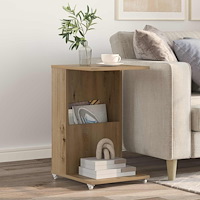 vidaXL Sidobord med hjul Artisan Ek 40 x 35 x 60 cm Konstruerat trä